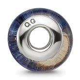 Sophia Jewelers Kids Sterling Silver Glass Bead with Blue and White Dots Pattern